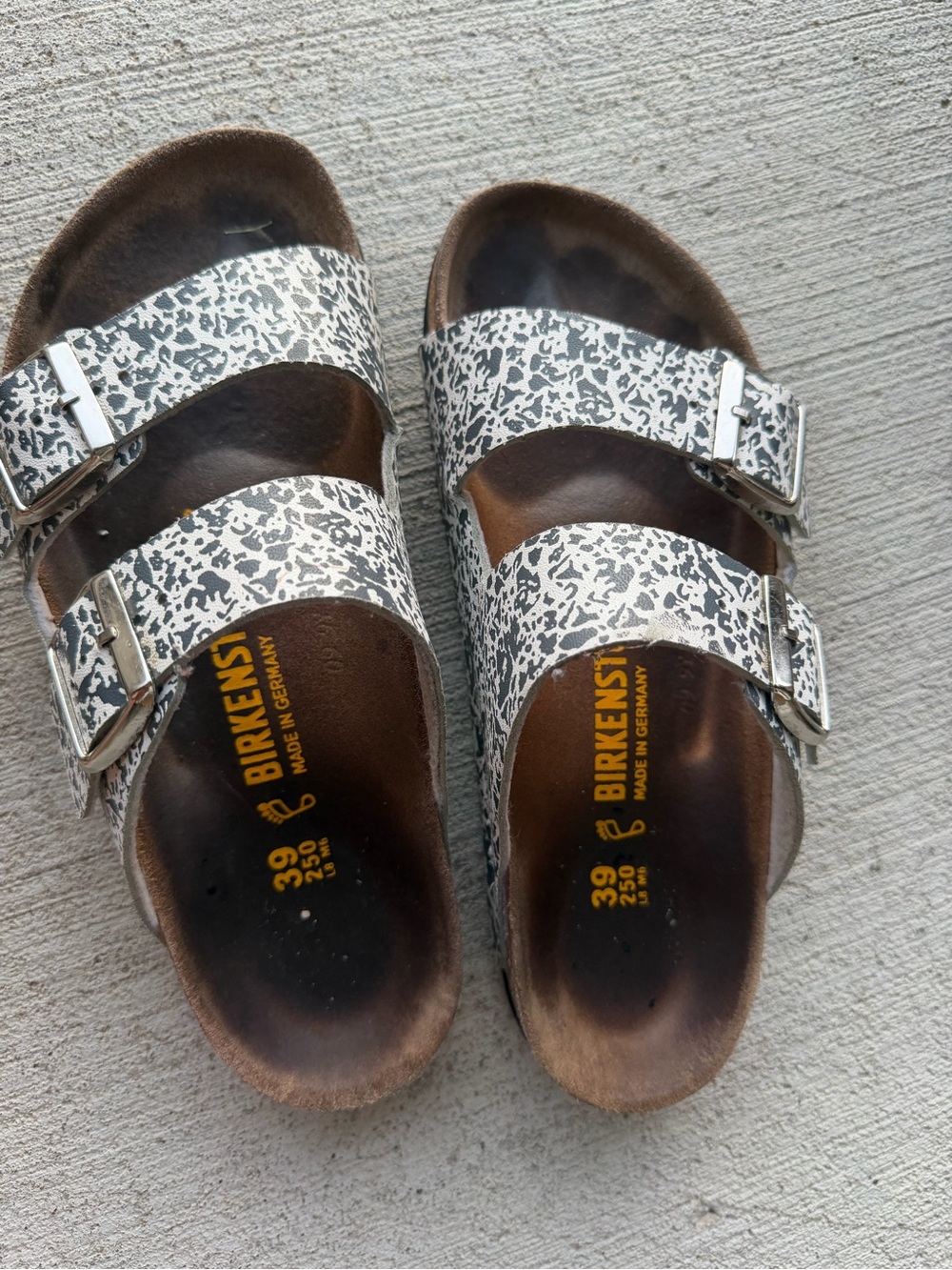 Birkenstock White Speckled Arizona Sandals